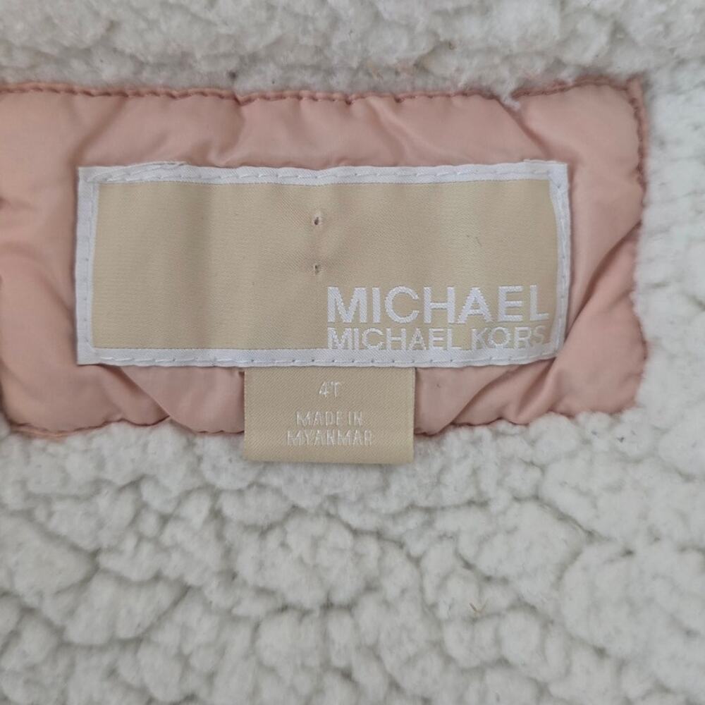 Michael Kors Toddlers GIRLS Pink Puffer Fleece Lined Hooded Jacket 4T - Picture 6 of 7